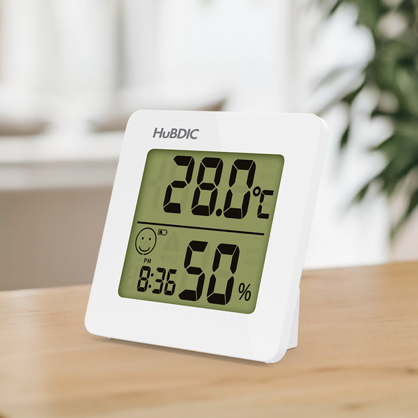 휴비딕디지탈시계온습도계 백라이트HT-1화이트 N